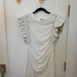 White Ruffled Sleeve Dress